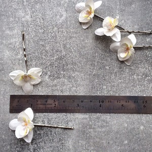 Orchid hair pins Mini flower hair clips White pink orchid hair pin Small white orchid hair flower Wedding hair accessories image 4