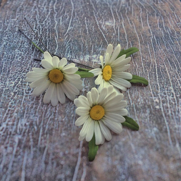 Épingles à cheveux marguerite Fleur de cheveux marguerite blanche Pièce de cheveux de mariage Accessoires de fleurs de cheveux de mariage Fleurs d'été Mariage rustique Casque de marguerite