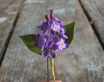 Lilac hair pin Lilac flower jewelry Lilac hair flower Flower hair pin Small flower Purple flower Bridesmaid hairpin Ultra violet wedding