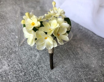 Lilac boutonniere Light yellow lilac brooch for Groom's