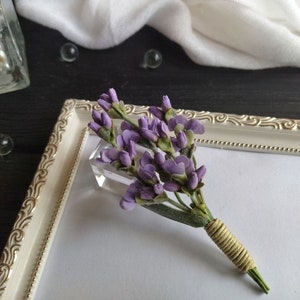 Lavender Boutonniere: Handmade Foam Flower Groom Brooch