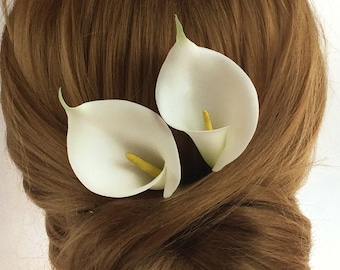 Weiße Calla-Blüten 2er-Set Haarnadeln Hochzeit Haarnadeln Braut Haarnadel Calla Lilie Blumen Hochzeit Kopfschmuck Haarschmuck