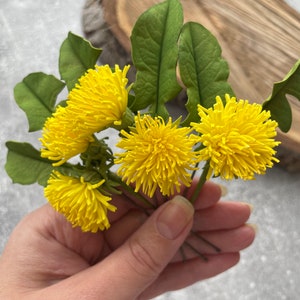 Yellow dandelion flower hair pins Dandelion headpiece