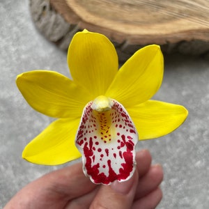 Orchid flower hair pin Beach wedding floral hair clip Yellow orchid hair accessories
