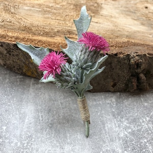 Thistle brooch, Scottish thistle boutonniere, Groom boutonniere