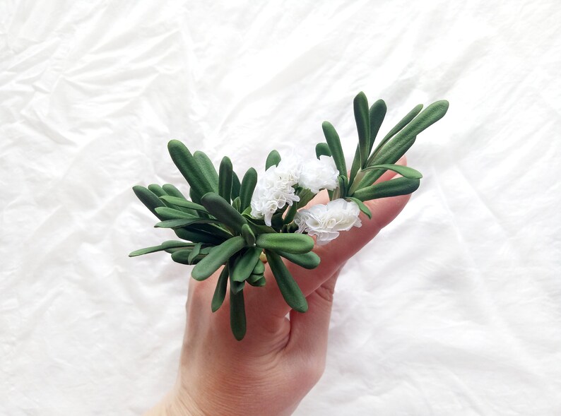 Greenery White bridal flower hair pins set of 6 Greenery hair piece Wedding headpiece Baby/'s breath hair Wedding hair accessory