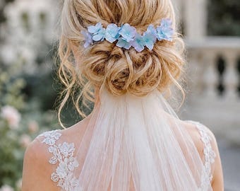 Blue Hydrangea Hair Pins, Bridal Hair Piece, Wedding Hair  display picture 3