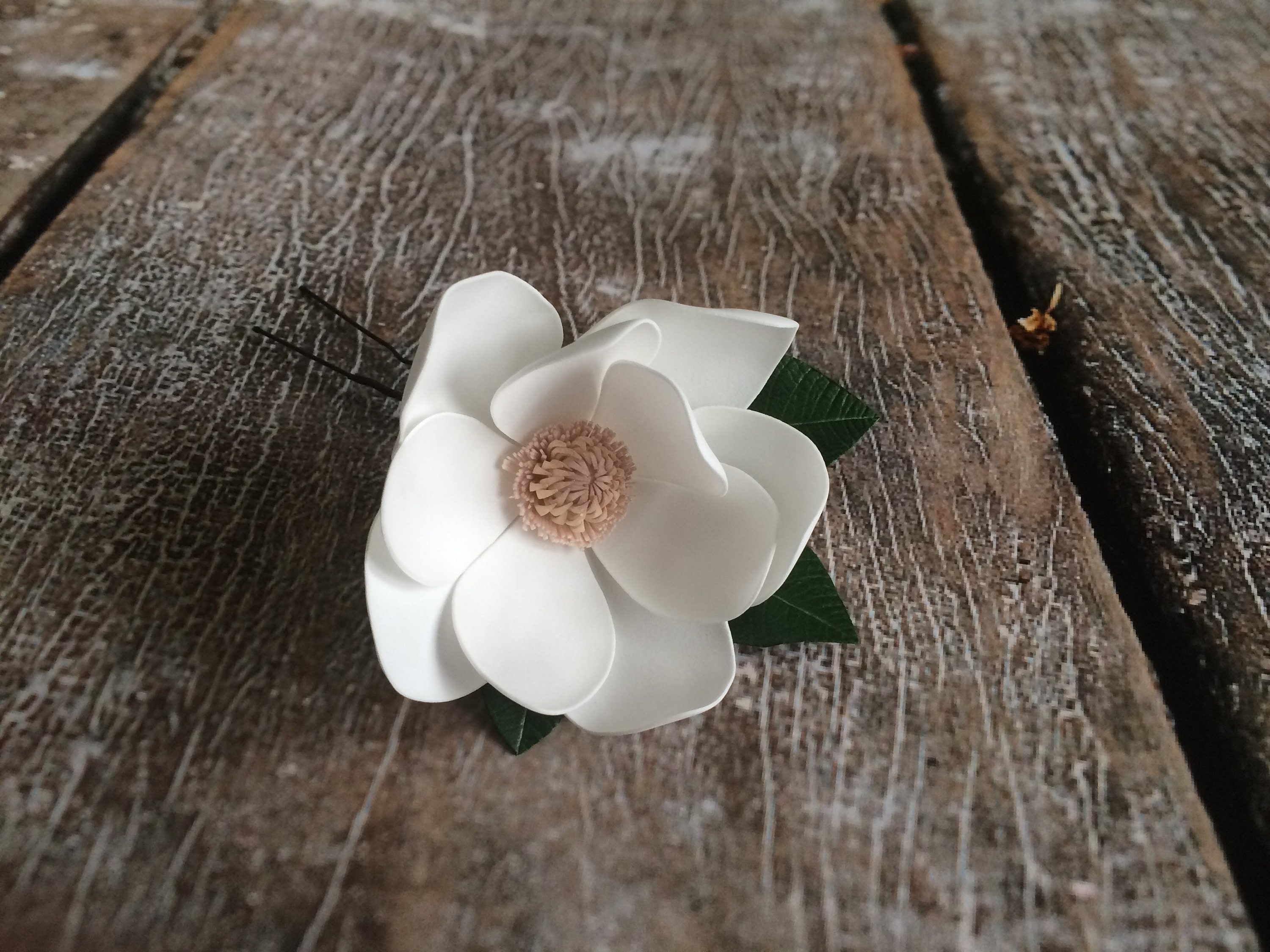 Magnolia hair piece White magnolia hair pin Bridal hair Etsy