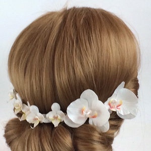 Orchid hair pins Mini flower hair clips White pink orchid hair pin Small white orchid hair flower Wedding hair accessories image 6