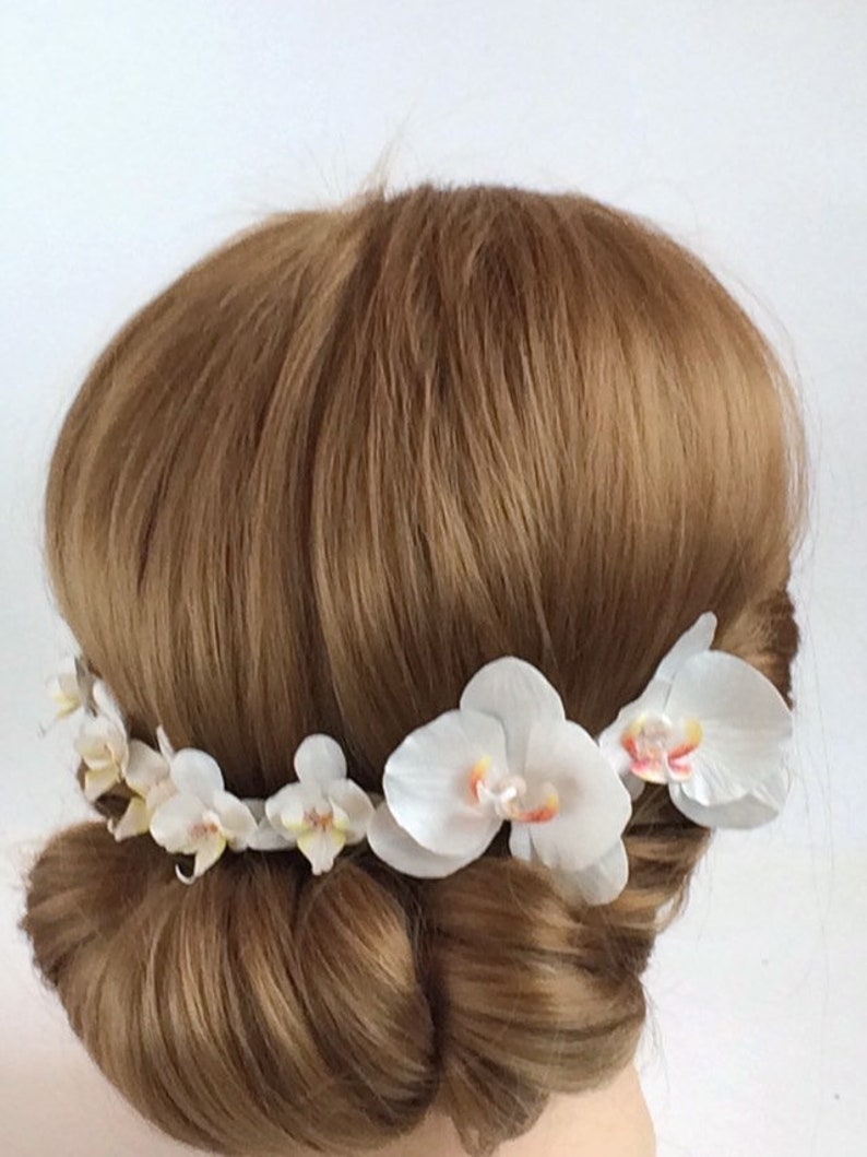 Orchid hair pins Mini flower hair clips White pink orchid hair pin Small white orchid hair flower Wedding hair accessories image 6