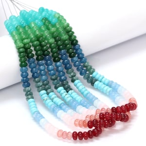 8mm Blue Green pink shaded color Quartz smooth rondelle Beads, 15&quot; Multi Quartz plain Gemstone Bead AAA wholesale craft Jewelry Gift for her