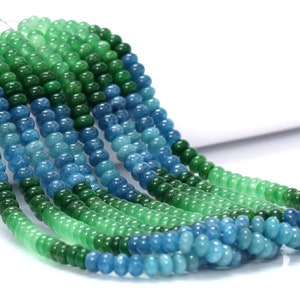 8mm Blue Green shaded color Quartz smooth rondelle Beads, 15 inch Blue Green Quartz plain Gemstone Bead, AAA wholesale Quartz, craft Jewelry