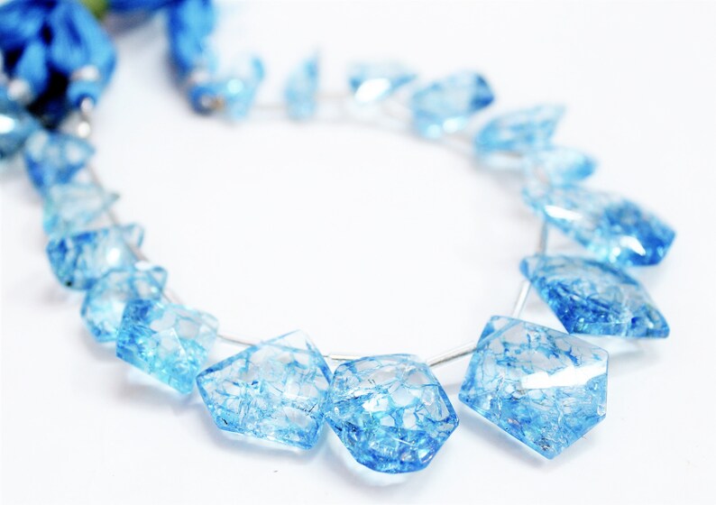 Jewelry Making uneven Crystal Quartz Fancy Loose Beads 8 inch Natural Sky Blue Crack Crystal Faceted Nugget Beads Briolette