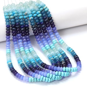 8mm Multi Blue color shaded Quartz smooth rondelle Beads, 15 inch Blue shaded plain rondelle Gemstone Bead, wholesale craft handmade Jewelry