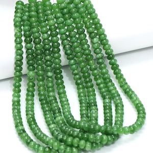 8mm Green Jade smooth rondelle Beads, 15 inch Green Jade plain smooth rondelle Gemstone Beads, wholesale Quartz craft, Jewelry Gift for her