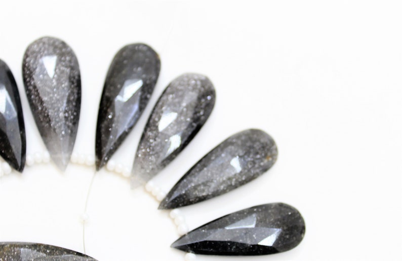 15 Pieces natural BLACK SUNSTONE Faceted Long 34 to 44 MM Teardrop shape briolettes loose gemstone bedas,natural gemstone for jewelry,
