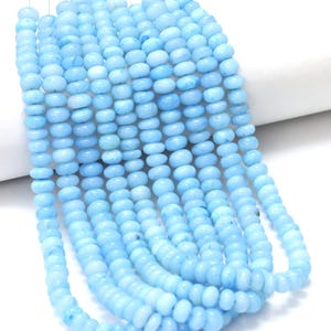 Candy Sky Blue color Opal smooth rondelle Gemstone Beads,15&quot; Opal plain smooth rondelle  Beads, wholesale jewelry making beads gift for her