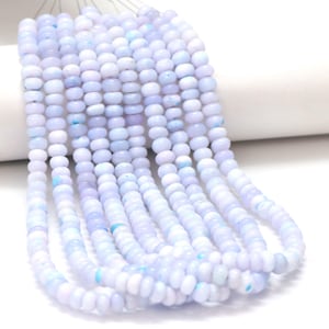 Ice Blue color Opal smooth rondelle Gemstone Beads, Rare 15 inch Light Blue Opal plain smooth Beads, wholesale necklace, jewelry making bead