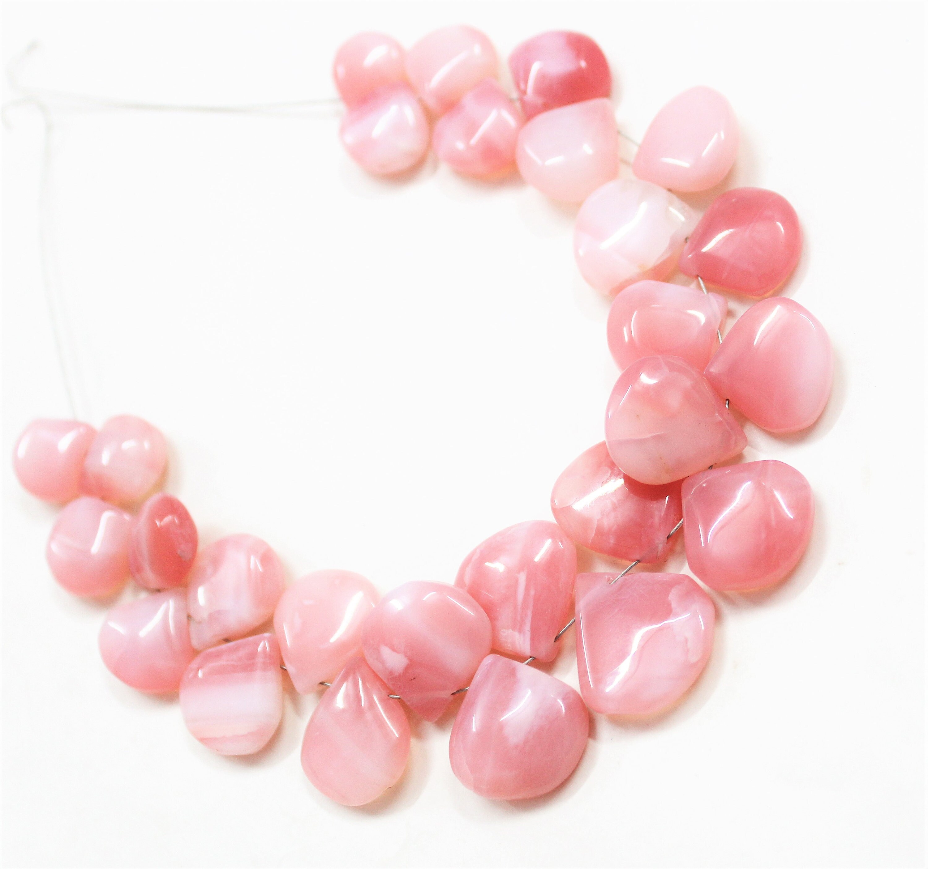 Natural Pink Opal Gemstone Beads 27 Carat Rose Pink Opal Gemstone Beads Heart Shape Beads Stone Jewelry Making Stone Gift for Her