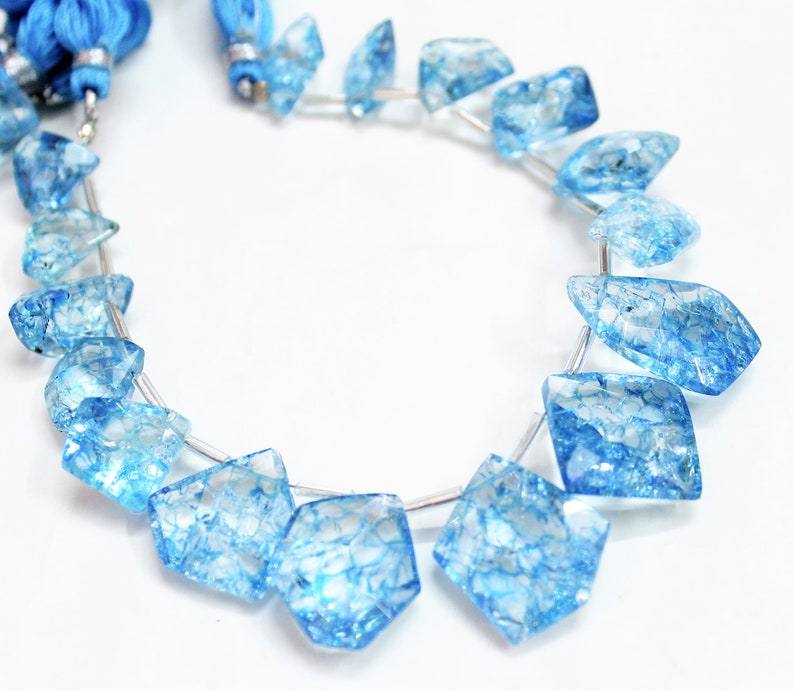 Jewelry Making uneven Crystal Quartz Fancy Loose Beads 8 inch Natural Sky Blue Crack Crystal Faceted Nugget Beads Briolette