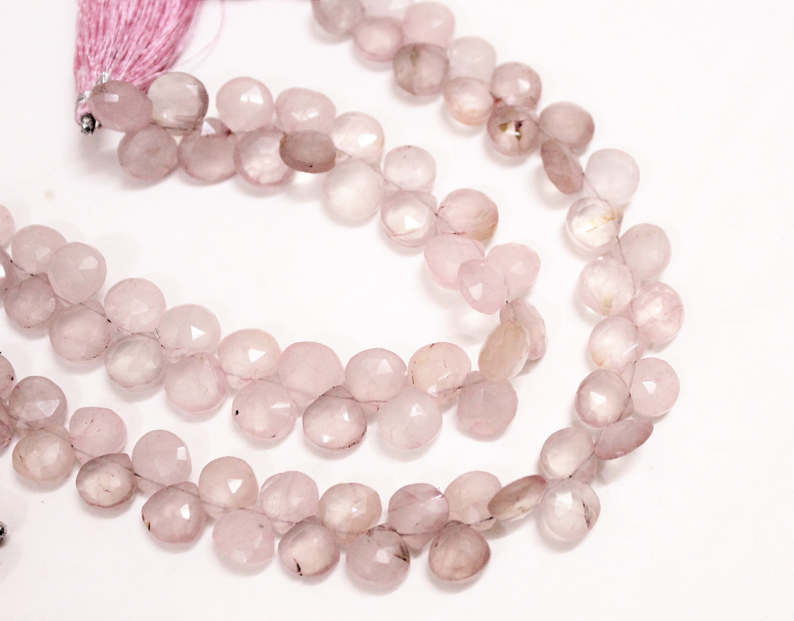 A Grade Rose quartz heart loose beads DIY jewelry making beads strand 16" 