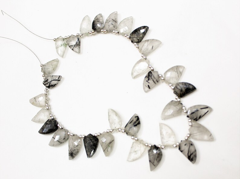 30 Pieces Strand Black Rutile Faceted Mango shape briolettes loose gemstone beads,Rutile gemstone necklace,beaded jewelry