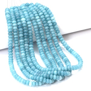 8mm cyan blue color Quartz smooth rondelle Beads, 15inch cyan blue color Quartz plain Gemstone Beads, AAA wholesale craft, Jewelry Gift her