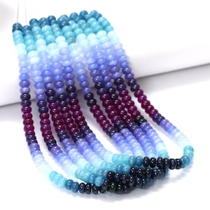 8mm Multi blue color shaded Quartz smooth rondelle Beads, 15&quot; Mix blue plain Gemstone Bead, AAA wholesale Quartz craft, Jewelry Gift for her