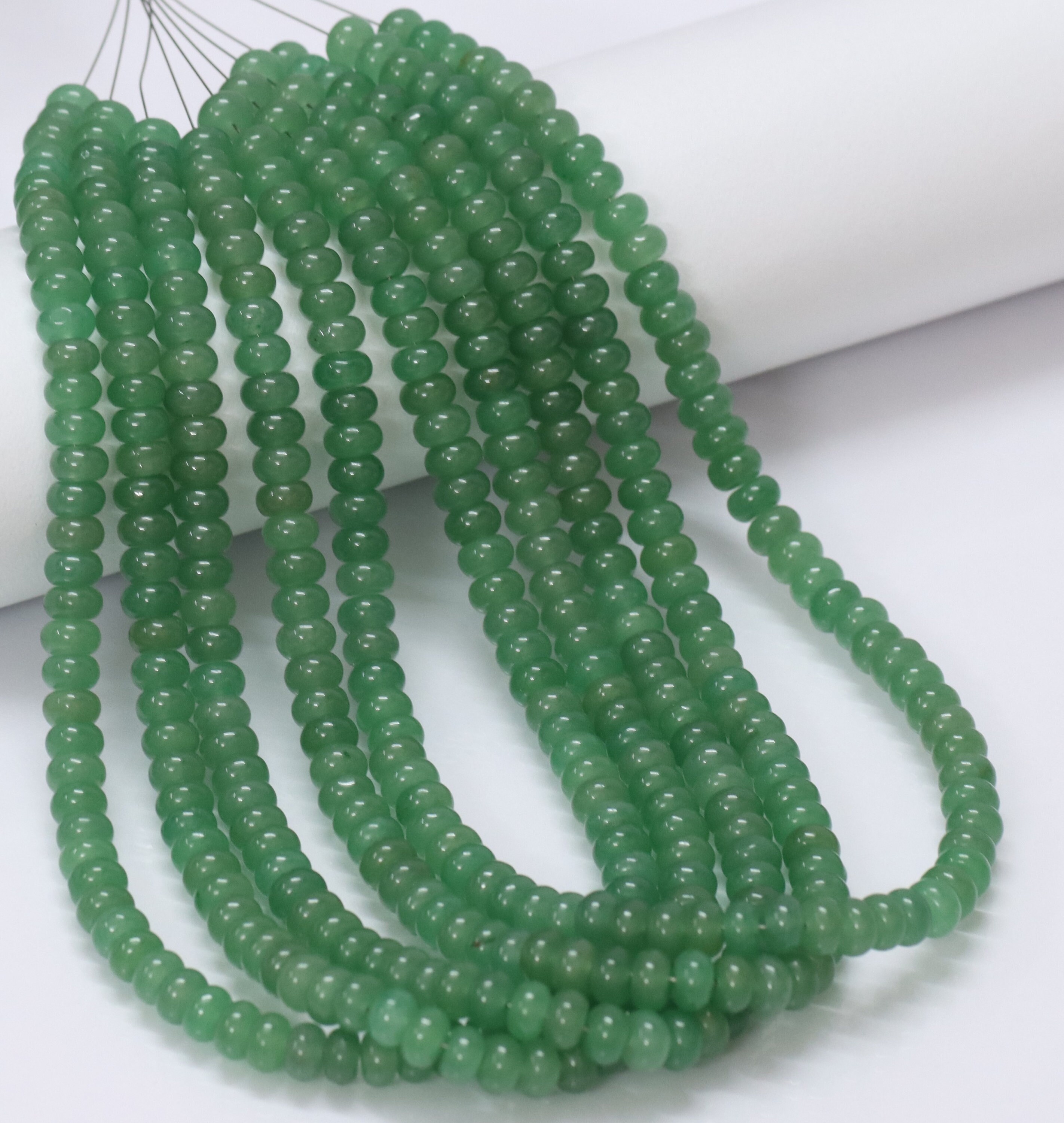 8mm Sea Green color Quartz smooth rondelle Beads, 15 inch Dark Green Quartz plain Gemstone Bead, wholesale Quartz craft Jewelry Gift for her