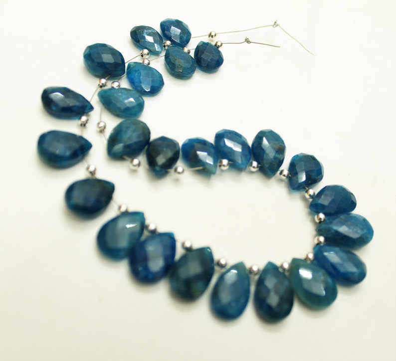 26 Pieces natural NEON APATITE Faceted Long Teardrop shape briolettes loose gemstone beads,natural gemstone for jewelry,