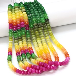8mm Multi Pink green shaded smooth rondelle Beads, 15inch Multi shaded plain Rondelle Gemstone Bead AAA wholesale craft Jewelry Gift for her