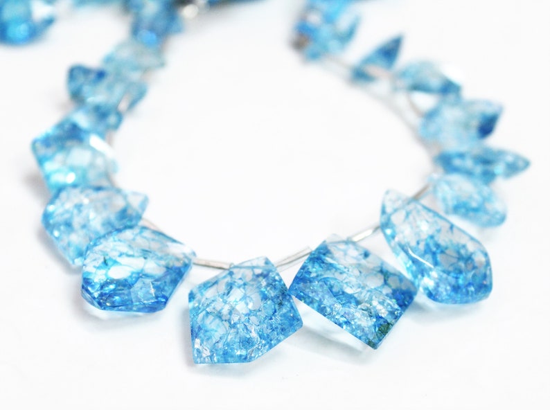 Jewelry Making uneven Crystal Quartz Fancy Loose Beads 8 inch Natural Sky Blue Crack Crystal Faceted Nugget Beads Briolette