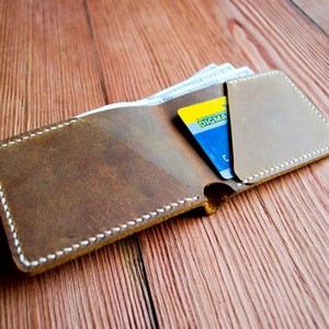 Cartera de cuero delgada, Cartera de cuero personalizada delgada, Cartera delgada de cuero para hombres, Regalo del Día del Padre
