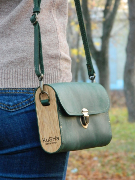 Leather wood bag sale