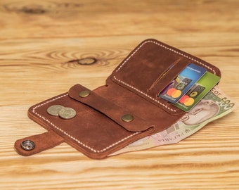 Cartera de cuero, Cartera bifold, Cartera bifold de cuero para hombres, Cartera de cuero de regalo para papá, Cartera de cuero personalizada