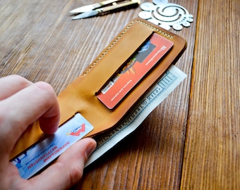Minimalist leather wallet, Thin cardholder, Leather pocket wallet, Wallet, Gifts for him, Card Holder, Slim Wallet, Gift, Pocket Wallet