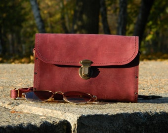 Marsal leather and wood bag, Wood leather bag, Brown women handbag, Crossbody Bag, Minimalistic leather bag