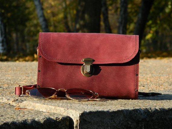 Handgemachte Leder Taschen Umhängetaschen & Holztasche 