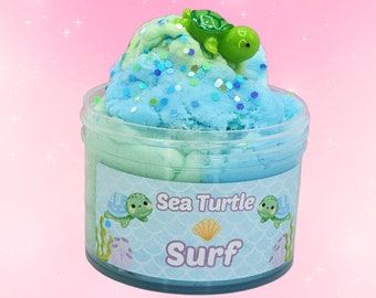 Seaturtle Surf Cloud Slime ~ soft/fluffy/ cloud slime sprinkles ~ Popular Slime Shops ~  , ASMR, Cute slimes,Scented