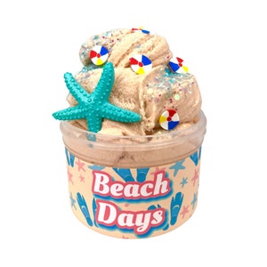 Beach Days ~ Cloud Creme ~ Fluffy Slime ~ Scented Summer Slime~ Razberryslimeco~ Popular Slime Shops~ ASMR