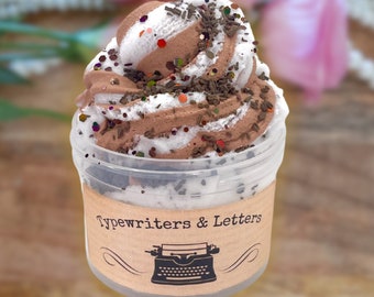 Typewriters & Letters Poetry Fluffy Cloud Butter Slime, Slime Shop, Scented Slime, Girls Boys gifts, ASMR, Birthday Gifts, Fidget Play