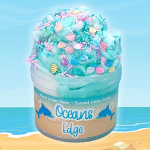 Oceans Edge Cloud Slime, Fluffy Scented Slime, Handmade Slimes for Kids, Slime for Birthday Gifts, Popular Slime Shops Best Selling Slimes