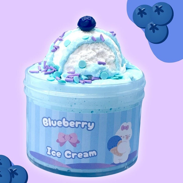 Blueberry Ice Cream Snow Fizz DIY Clay Slime, Slime Shop, Scented Slime Gift, Girl, Boy, Teen, Women Gift, Self care,