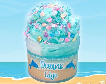 Oceans Edge Cloud Slime ~ soft/fluffy/ cloud creme slime sprinkles ~ Slime Shop ~ Scented Slime, ASMR, Beach slimes,