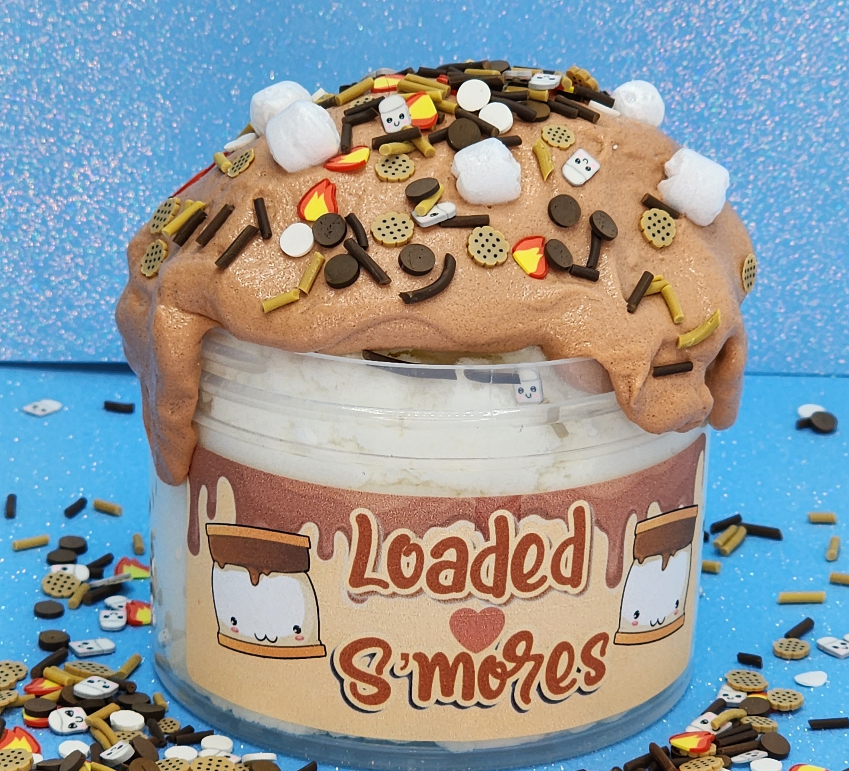Summer Camp S'mores Slime - DIY, Butter Slime, Food Slime, Chocolate Charm,  S'mores Sprinkles, Gift Idea, Birthday Idea, Slime With Clay