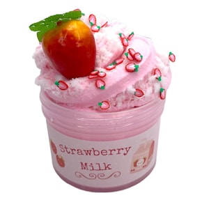 Strawberry Milk Butter Slime, White Cloud Topping, Strawberry Scented