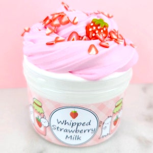 Whipped Strawberry Milk~  Butter  Fluffy Slime ~ Scented Slime ~ Popular  Slime Shop~ Razberryslimeco Shop~ Extras included~