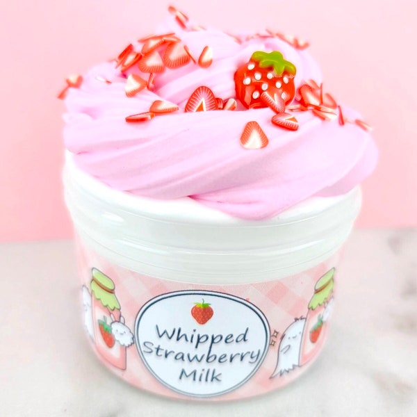 Whipped Strawberry Milk~  Butter  Fluffy Slime ~ Scented Slime ~ Popular  Slime Shop~ Razberryslimeco Shop~ Extras included~