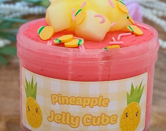 Pineapple Jelly Cube Slime~ Fluffy Cloud Slime, Popular Slime Shop ~ Scented Slime, ASMR, Cute Slime