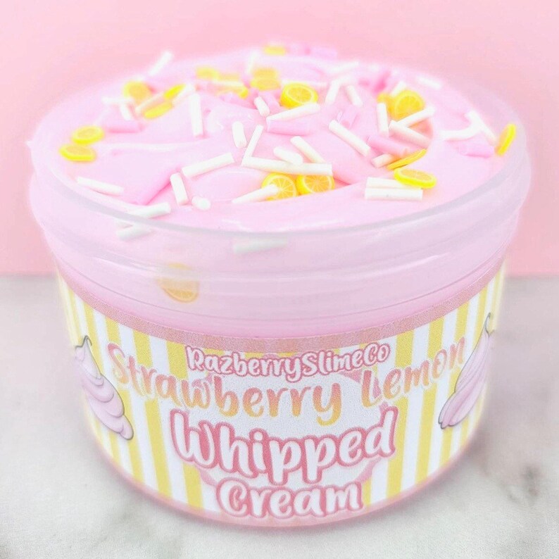 Strawberry Lemon Whipped Cream ~ Fluffy Whiped Butter Slime ~ Lemon Scented Slime~ Popular Slime Shop~ Razberryslimeco Slime~ 